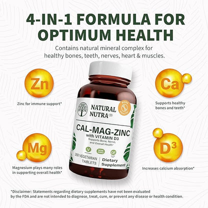Natural Nutra Calcium Magnesium Zinc Supplement D3 for 250 Count 1)