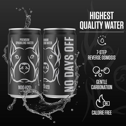 NO DAYS OFF Premium Sparkling Water 8.4oz - Purified Reverse Osmosis Canned Drinking Water with Alkaline pH Balance & Essential Minerals (Pack of 24)