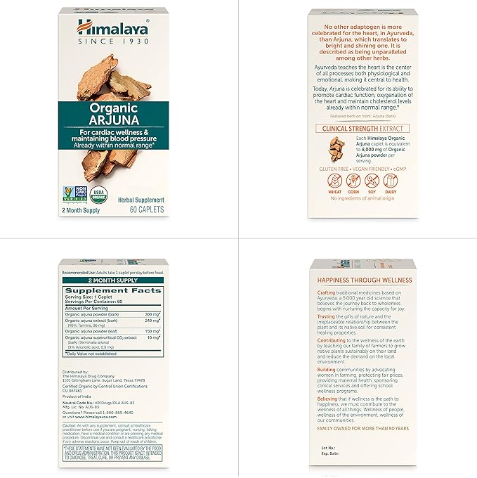 Himalaya Organic Arjuna, Blood Pressure Supplement 700mg, 60 60 Count 2)
