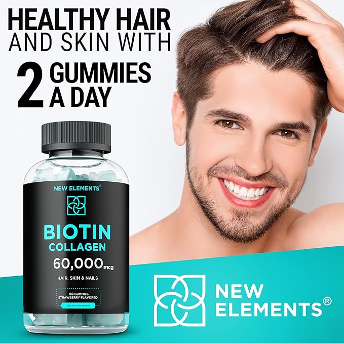 Biotin & Collagen Peptides Gummies 50000mcg + 10000mcg Chewable B7 for
