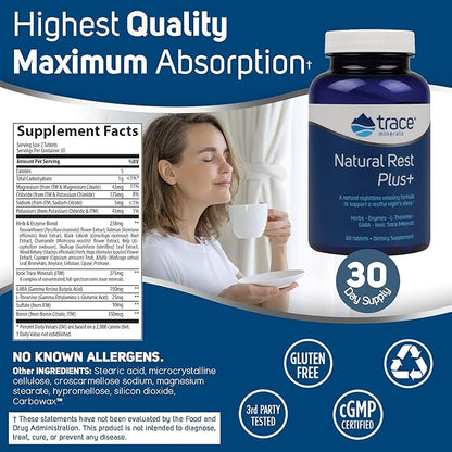 Trace Minerals | Natural Rest Plus 60 Tablets, 30 Servings