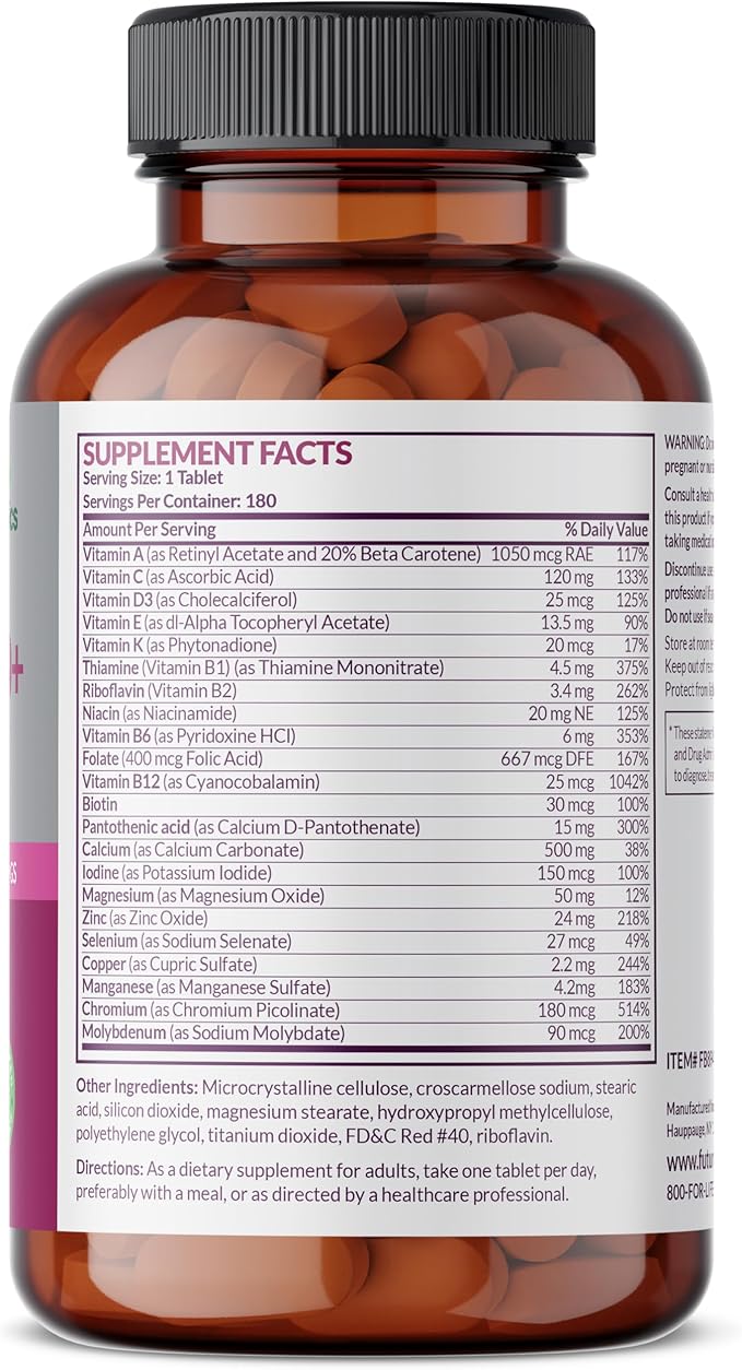 Futurebiotics Women's 50+ Multivitamin Once Daily 50, NON-GMO, 180 Tablets