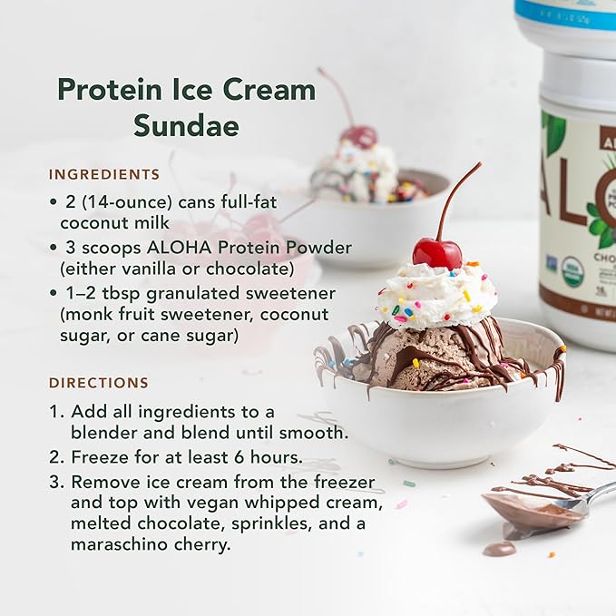 ALOHA Organic Plant Based Protein Powder, 19.6 oz, 15 Servings