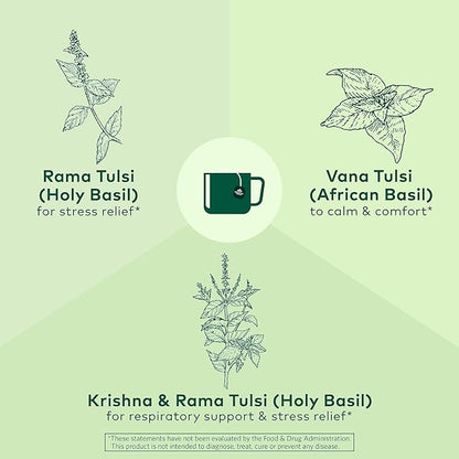 ORGANIC INDIA Tulsi Original Herbal Tea - Holy Basil and African Basil Calming and Stress Relief Tea, Immune Support, USDA Certified Organic, Non-GMO, Caffeine-Free - 18 Infusion Bags, 6 Pack