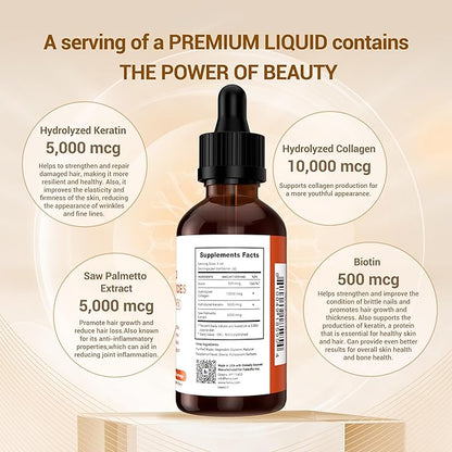 Liquid Collagen for Women, Collagen Peptides 4-in-1 for 25000 MCG 2 fl