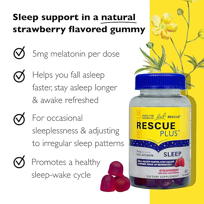 Bach RESCUE PLUS Melatonin Sleep Gummies, 60 Count