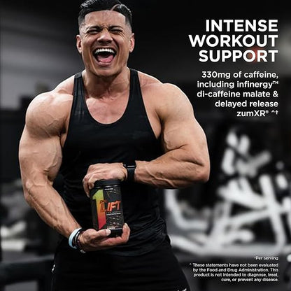 Rule 1 preLIFT Pre-Workout, 6g Citrulline, 3.2g Beta Alanine, 3 Caffeine Sources + 20 Others for Energy, Alertness, & Endurance (30 Servings, Wild Grape)