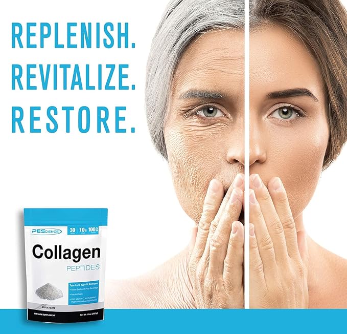 PEScience Collagen Peptides Powder, Hydrolyzed Collagen 30 Servings,