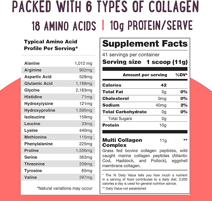 Multi Collagen Protein Powder Type I 16Oz Pure
