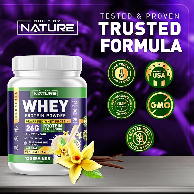 Whey Protein Powder 100% Pure 26g Protein, 12 Servings