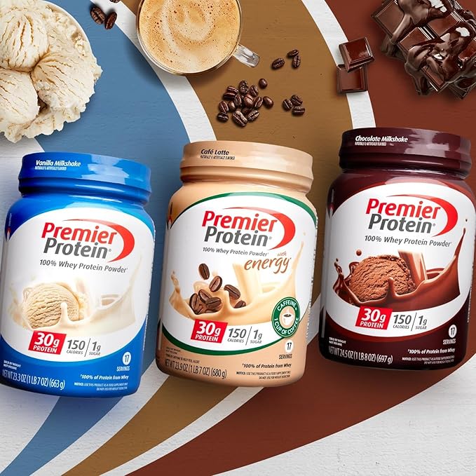 Premier Protein Powder, Cafe Latte, 30g 1g Sugar, 100% Whey 17 Servings, 23.9 Ounce 1)