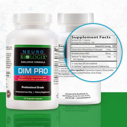 DIM Pro for Optimal Estrogen Metabolism Support – Promotes Balanced Estrogen Levels for Men & Women – Contains DIM, Calcium D-Glucarate, Bioperine for Hormone Balance & Nutrient Absorption Support