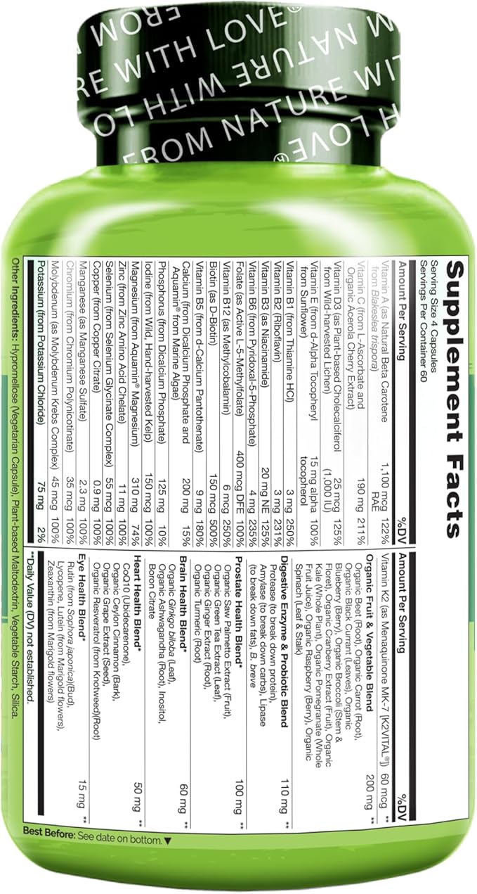 NATURELO Whole Food Multivitamin for Men 50+ 240 Capsules