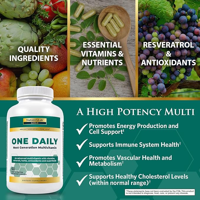 Nature's Lab Gold One Daily Multivitamin 19 Essential D3 & 60 Capsules (2 Month