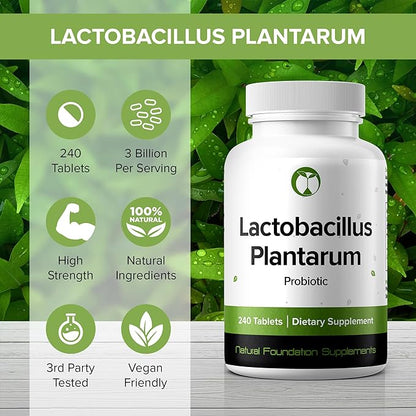 Lactobacillus Plantarum Probiotic Supplement 240 Tablets 3 Billion (240, Lactobacillus