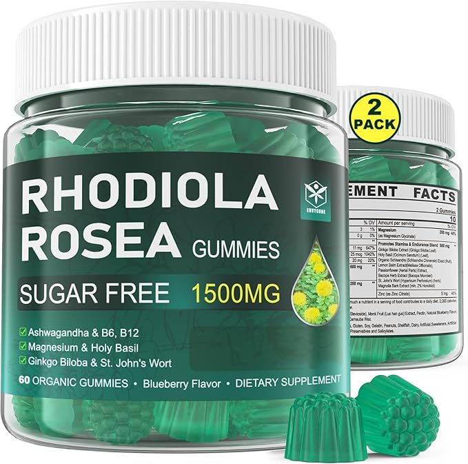 Sugar Free Rhodiola Rosea 600mg Ashwagandha 200mg Magnesium 200mg, Energy 500mg with