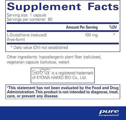Pure Encapsulations Reduced Glutathione 60 Capsules