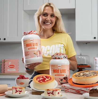 REDCON1 MRE Lite Whole Food Protein Powder, Juniors, Raspberry Swirl Cheesecake - Low Carb, Whey Free Meal Replacement with Animal Protein Blends - Easy to Digest Supplement with MCT Oil (30 Servings)