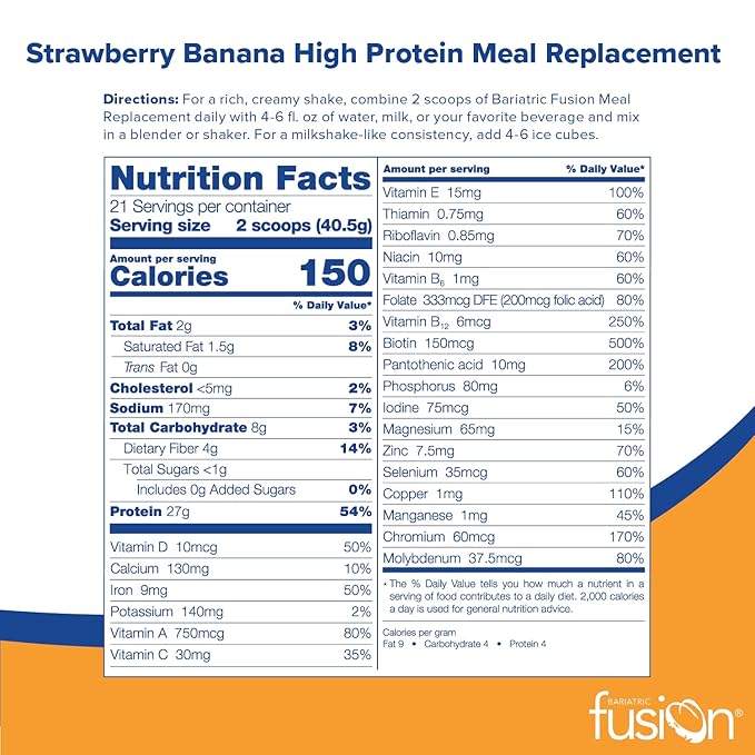 Bariatric Fusion Strawberry Banana Meal Replacement 27g Protein 21 Serving
