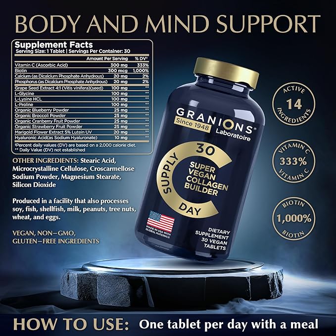 Vegan Collagen Supplements for Women and Men 30 Collagen