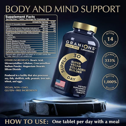 Vegan Collagen Supplements for Women and Men 30 Collagen