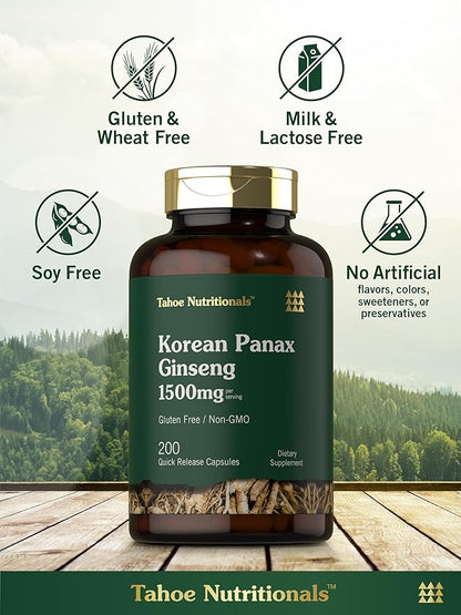 Korean Ginseng Extract Capsules 1500 mg 200 Capsules