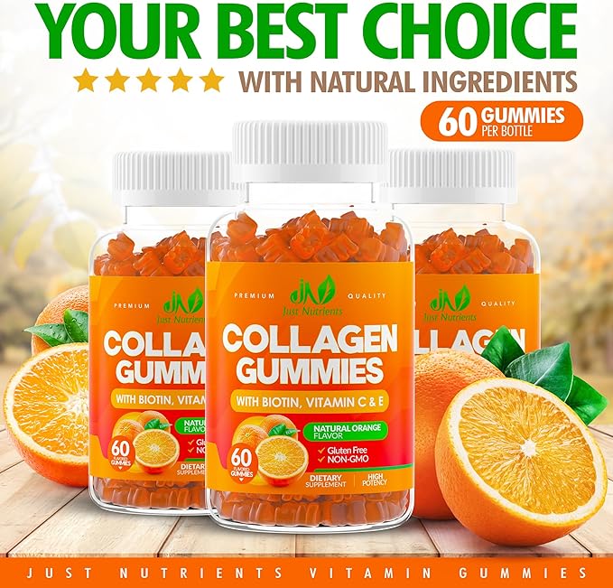 Collagen Peptides Gummies with Biotin, Vitamin 60 Gummies