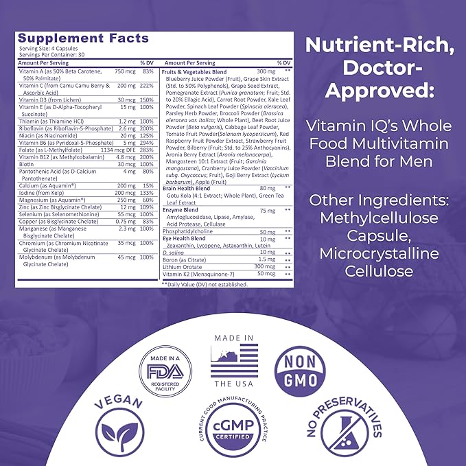 Whole Food Multivitamin for Men (120 B6, C, D3, E