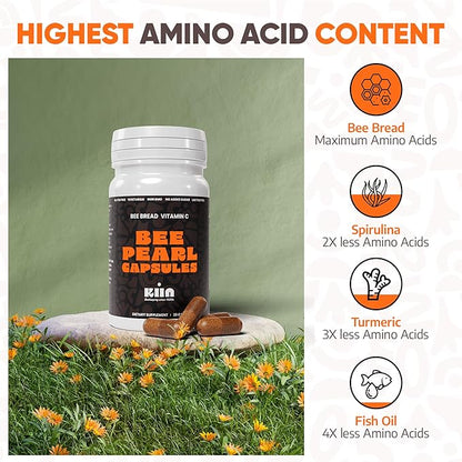 Bee Bread Capsules - Fermented Bee Pollen & Honey, 100% Natural Multivitamin, Superfood for Energy, Metabolism, Sleep, Recovery, Immunity | Rich in Vitamin C, B, Amino Acids, Antioxidants, Minerals
