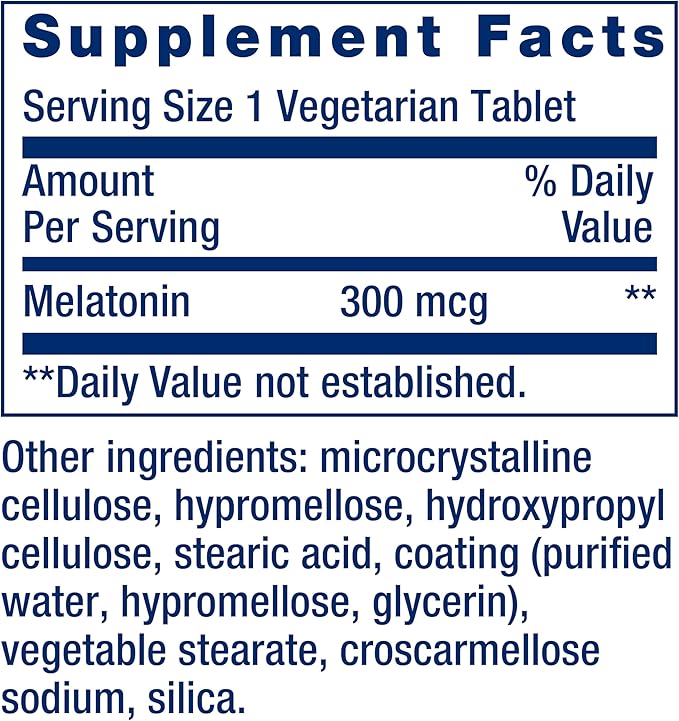 Life Extension Melatonin 6 Hour Timed 300 mcg, 100 Tablets