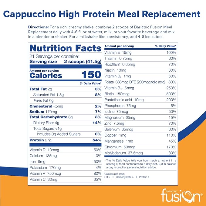 Bariatric Fusion Cappuccino Meal Replacement 27g 21 Serving