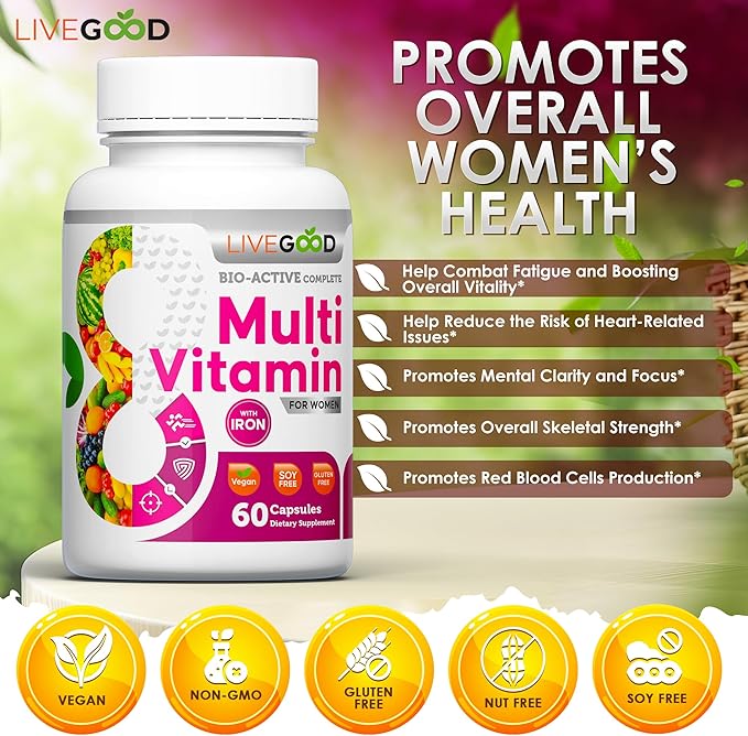LIVEGOOD™ Women's Bio-Active Complete Multivitamin B12, C, 60 Capsules