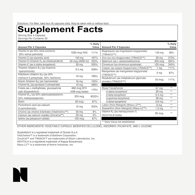 Needed. Men's Multivitamin 2,000IUs of D3, Immune, B12, Selenium