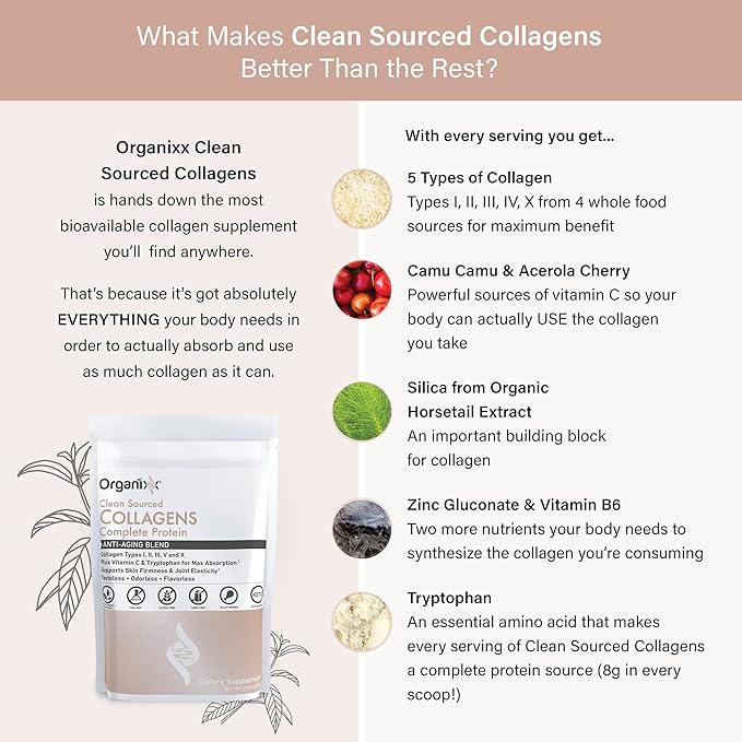 Organixx Clean Sourced Collagen Powder, Hydrolyzed (30 Servings)