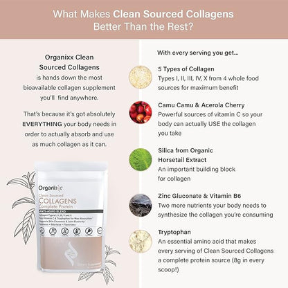 Organixx Clean Sourced Collagen Powder, Hydrolyzed (30 Servings)