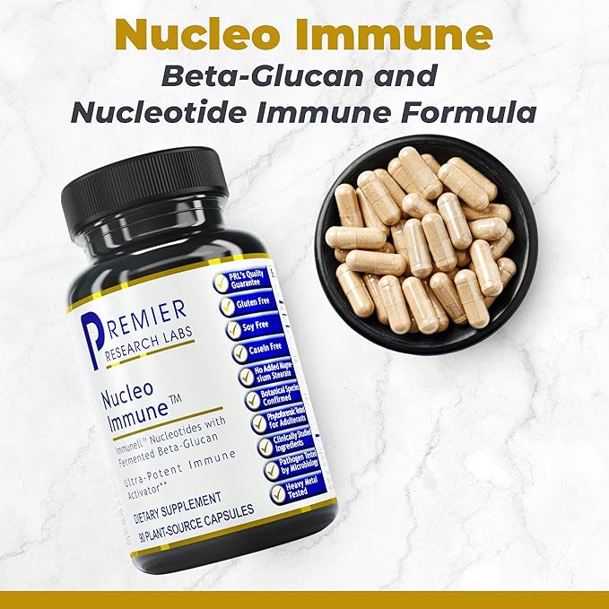 Premier Research Labs Nucleo Immune - Beta Glucan Supplements, Beta Glucans, Phytochemicals, Prickly Pear, Fiber, Immune Support - 90 Capsules
