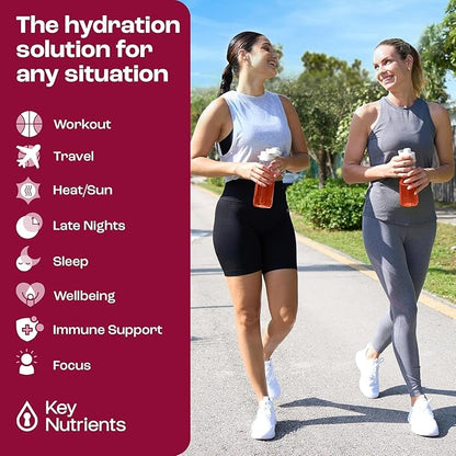 KEY NUTRIENTS Multivitamin Electrolytes Powder No Sugar - Sweet Cherry Pom Electrolyte Powder - Endurance & Energy Supplement - Hydration Powder - No Calories - 90 Servings - Made in USA