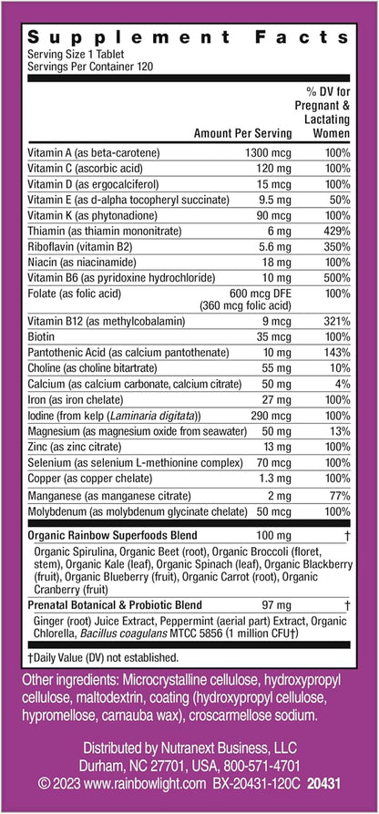 Rainbow Light High-Potency Prenatal One Multivitamin, 120 Count