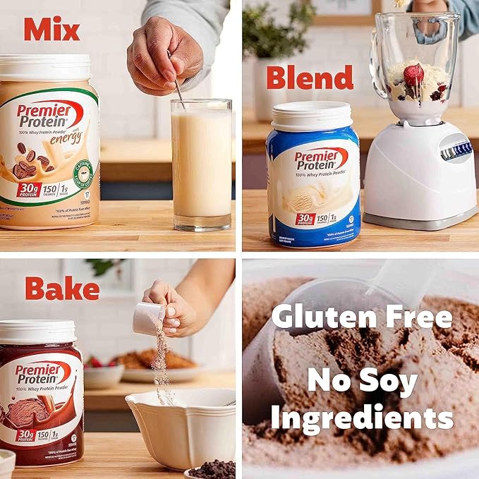 Premier Protein Powder, Vanilla Milkshake, 30g 1g Sugar, 100% Whey 17 Servings, 23.3 Ounces