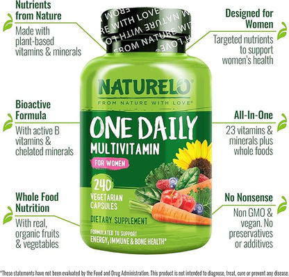 NATURELO One Daily Multivitamin for Women 240 Capsules 8 Month