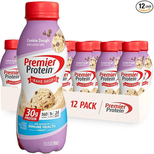 Premier Protein Shake, Cookie Dough, 11.5 (12 Pack), 30g Protein, 1g Sugar, 3g Carbs