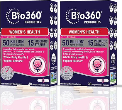 Women's Probiotic Supplement, Digestive, Immune, Vaginal 15 Diverse 50 Billion 37X Cranberry D3, 30CT 30CT (2 (2 Pack)
