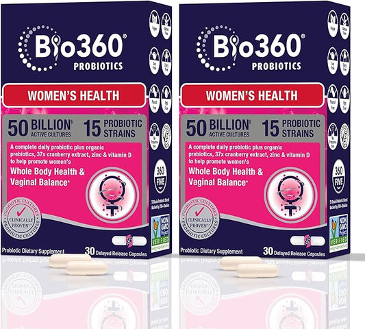 Women's Probiotic Supplement, Digestive, Immune, Vaginal 15 Diverse 50 Billion 37X Cranberry D3, 30CT 30CT (2 (2 Pack)