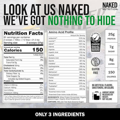 NAKED Strawberry Whey Protein 5lb Bulk, 61 Servings