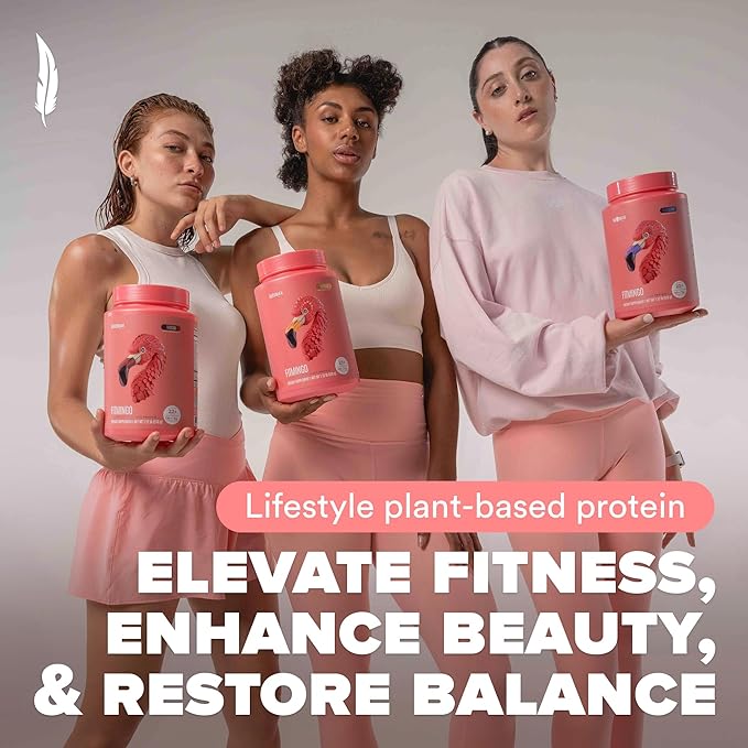 BIRDMAN Fitmingo Vegan Protein Powder with Inositol, Collagen Boosters, Hyaluronic Acid and Vitamins | Low Carb, Dairy Free, Low Calorie | 22g Plant Based Mocha Protein Powder with Myo-Inositol