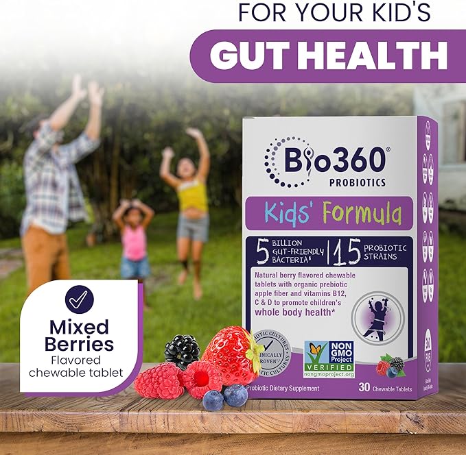 Kids Probiotic Supplement, Daily Support 15 Strains 5 Billion 30 Chewable