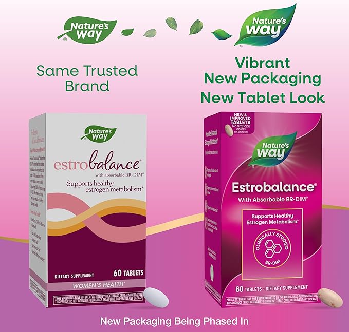 Nature's Way Estrobalance, Absorbable BR-DIM, Supports Healthy Estrogen Metabolism*, Vegan, Gluten Free, 60 Tablets (Packaging May Vary)
