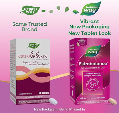 Nature's Way Estrobalance, Absorbable BR-DIM, Supports Healthy Estrogen Metabolism*, Vegan, Gluten Free, 60 Tablets (Packaging May Vary)