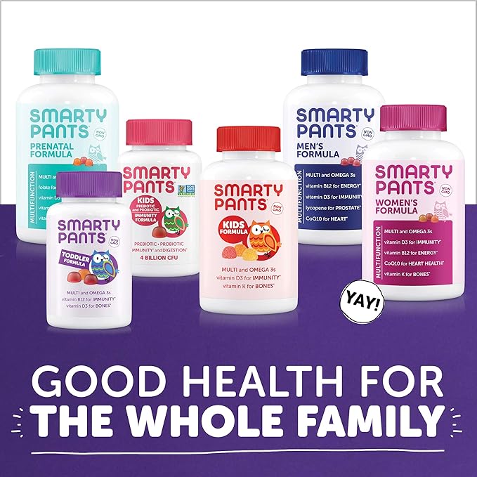 SmartyPants Toddler Multivitamin Gummies: Omega 3 D3, C, B12, B6, B6, Vitamin 180 Count (60 Day