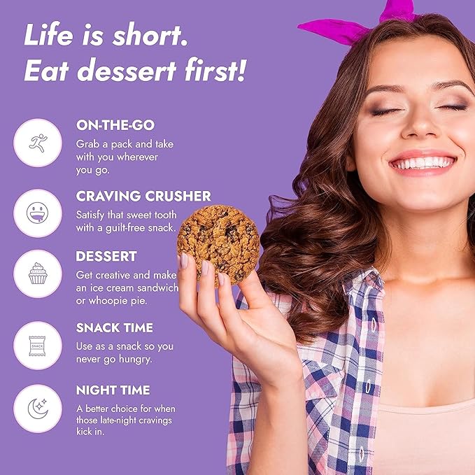 321glo Collagen Protein Cookies, Soft-Baked Cookies, Low Carb and Keto Friendly Treats for Women, Men, and Kids, 12-PACK (Oatmeal Raisin)